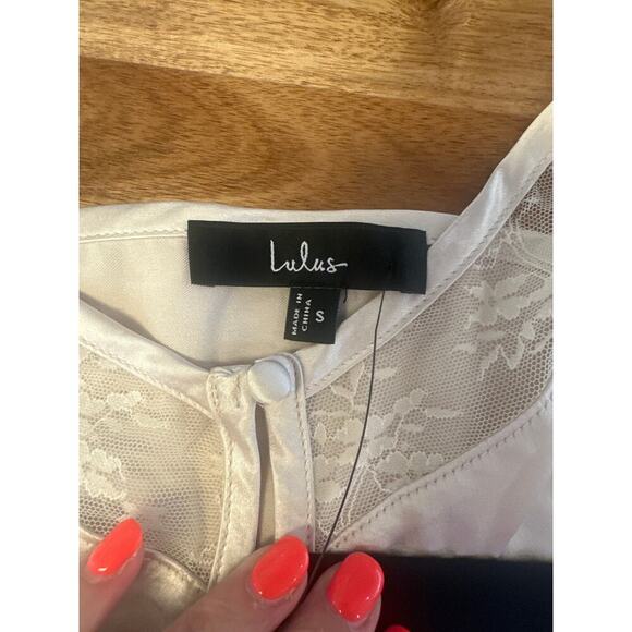 Lulus button front top cream women’s small - Picture 2 of 4